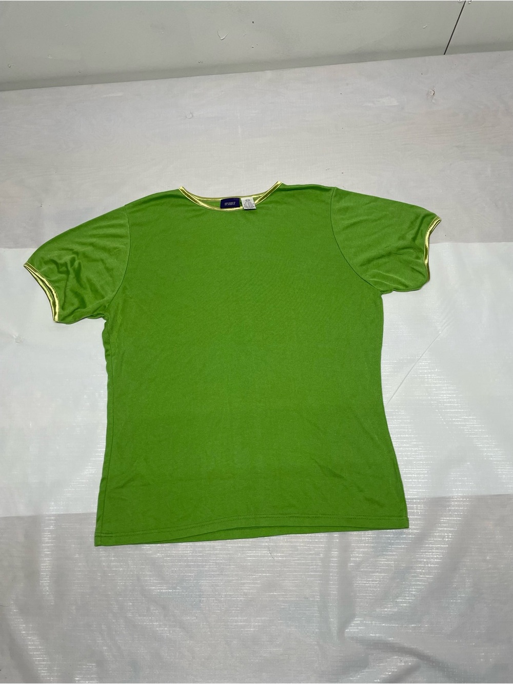 Resource Bright Green Short Sleeve Tee with Gold Trim Sz:(18-20) XL